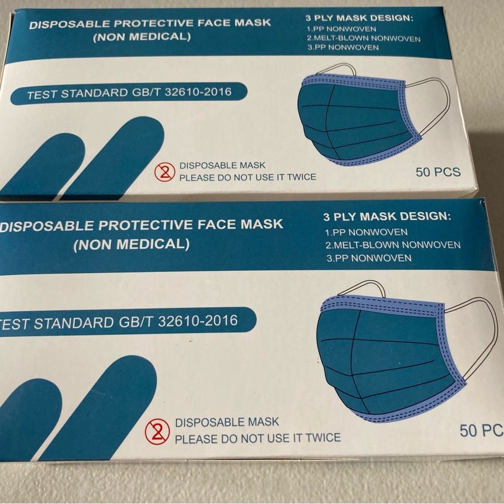 Lot 2 New Boxes Disposable Protective Face Masks 50 Pieces per Box
